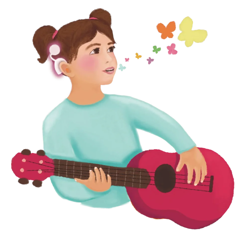 Une petite fille qui fait de la guitare